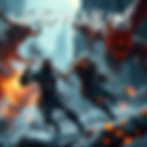 Kratos and Atreus battling formidable foes in a vivid, stunning environment from God of War Ragnarök.