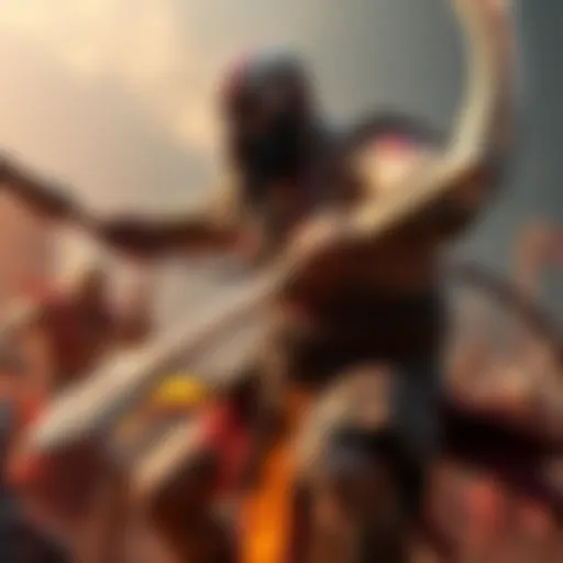 Kratos, the warrior, wields his chained blades while fighting enemies in an ancient, mythological setting.