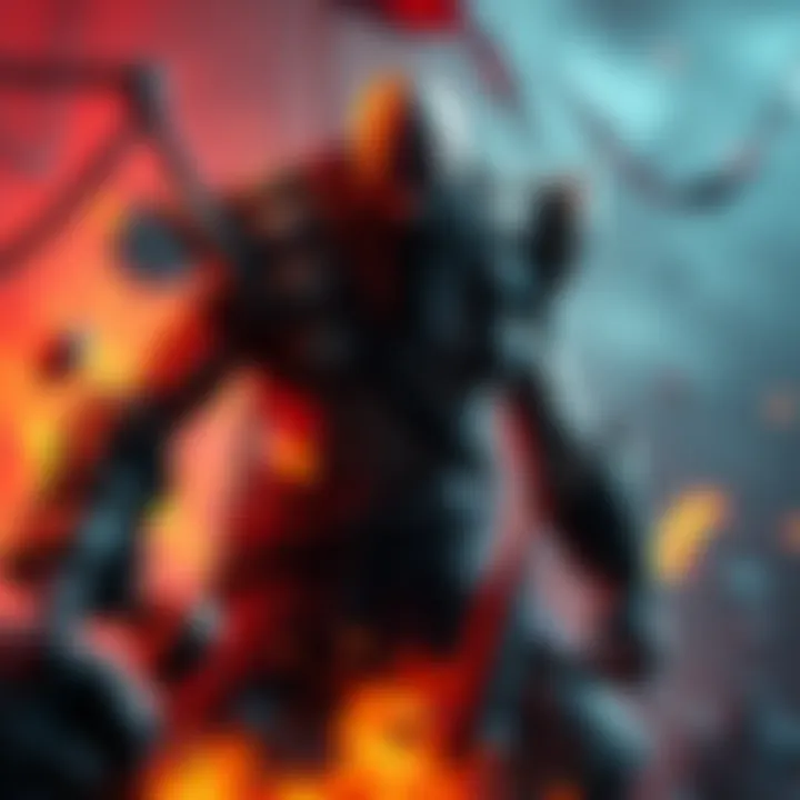 Kratos, the fierce warrior with chains and weapons, stands ready for battle with a fierce expression, surrounded by chaos and destruction.