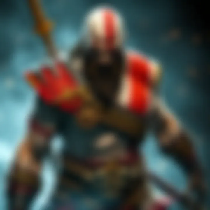 A striking fan edit featuring Kratos, the iconic warrior from the PlayStation series, showcasing his fierce expression and powerful stance.