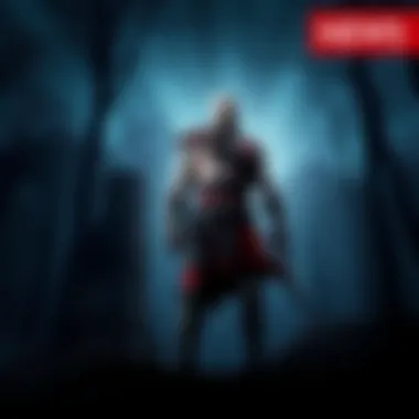 Kratos, a tall warrior with a red tattoo, stands in a shadowy forest holding a weapon, contemplating his fate without Thor's help