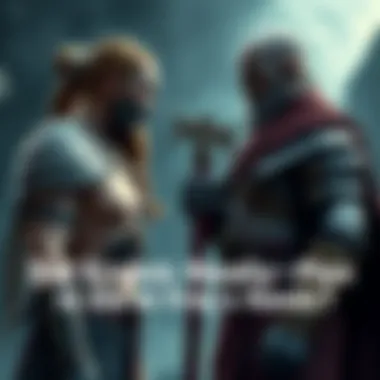 Kratos stands ready with his axe, facing Freya in a tense standoff, both characters showing determination and intensity.