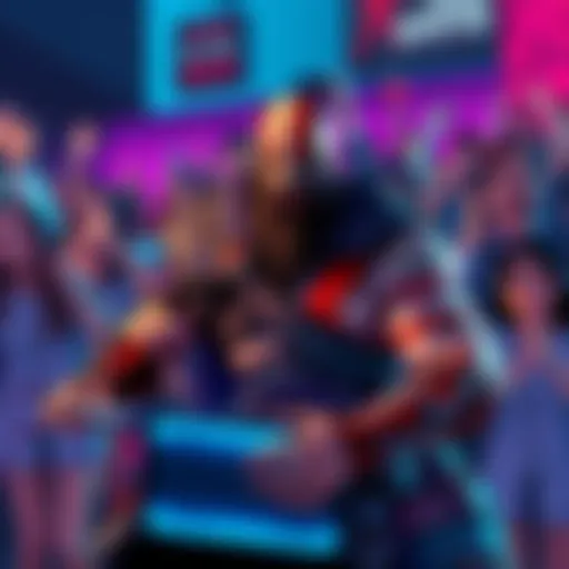 An illustration of a fierce warrior resembling Kratos, engaged in gaming, surrounded by fans celebrating the game's success.