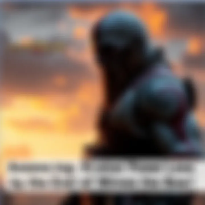 Kratos standing with a worn expression Kratos, the warrior, appears tired and diminished, his weapons lowered. He looks towards a distant horizon, symbolizing his power loss after the battle.