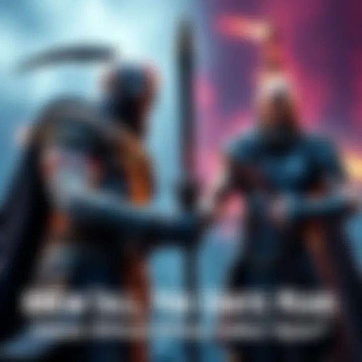 Kratos, the warrior, stands ready to fight against Heimdall in a dramatic confrontation, both characters prepared for battle without Helios' spear in sight.