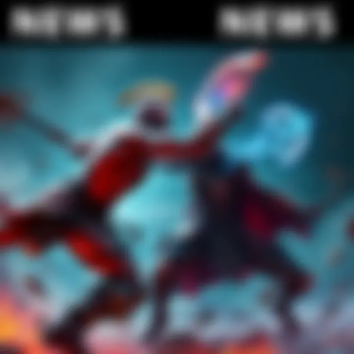 A dramatic scene showing Kratos and Omni Man locked in battle, showcasing intense action and powerful poses.