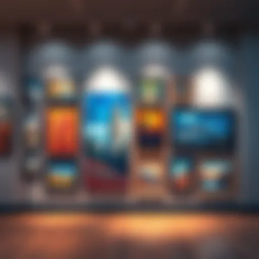 A collection of unique art pieces by Krauser displayed on a gallery wall.