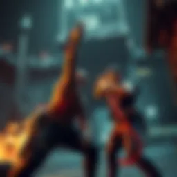 A tense moment in a game showing a character facing Krauser, dodging his attacks without a rocket launcher.