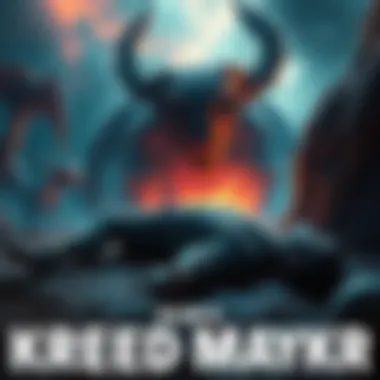 Kreed Maykr lying defeated outside Urdak, surrounded by a surreal environment, showcasing the contrast of power and vulnerability.