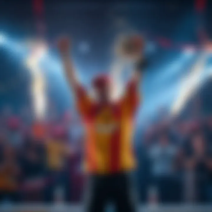 KSCERATO celebrating after winning Pistol Clip of the Year at the BLAST Rotterdam 2026, with fans cheering around him.