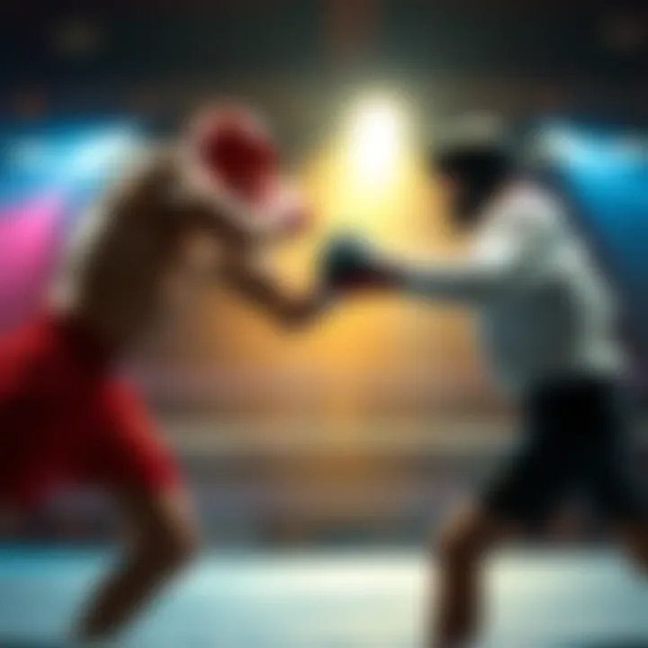 KSI delivers a powerful punch, causing JasonTheWeen to spin in the ring during their fight.