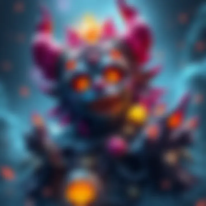 A colorful depiction of a Kuva Lich character adorned with various ephemera, showcasing its unique features and design elements.