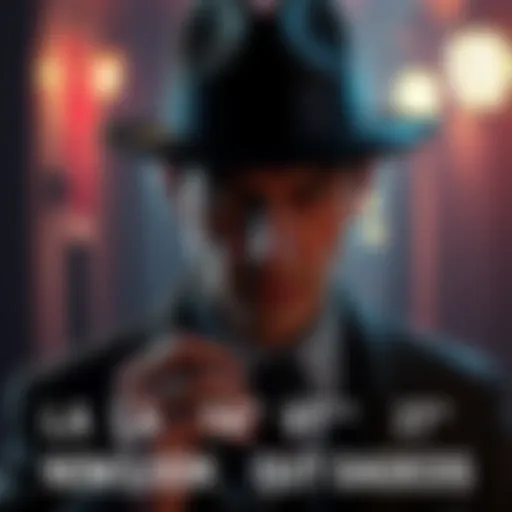 A character from LA Noire displaying old motion capture technology and facial animations in a dimly lit detective setting