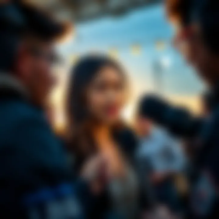 Lacari's girlfriend speaks to reporters, showing her support for him during a controversy.