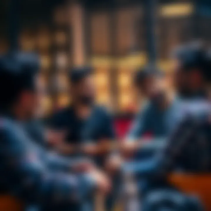 Group of young men sharing opinions about the toughest challenges in SLH during a casual meet-up.