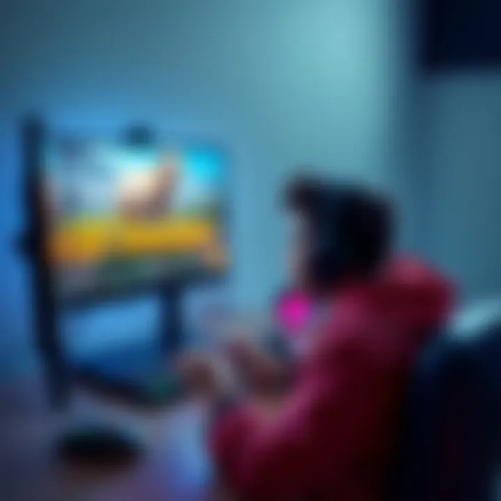 Lag issues while gaming A frustrated gamer sitting at a desk with a mouse in hand, looking at a computer screen displaying Goat Simulator, showing lag and connection issues.