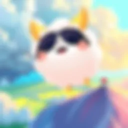 Digital illustration of Lakitu, a friendly cloud character with sunglasses and a cheerful expression, floating above a colorful landscape.