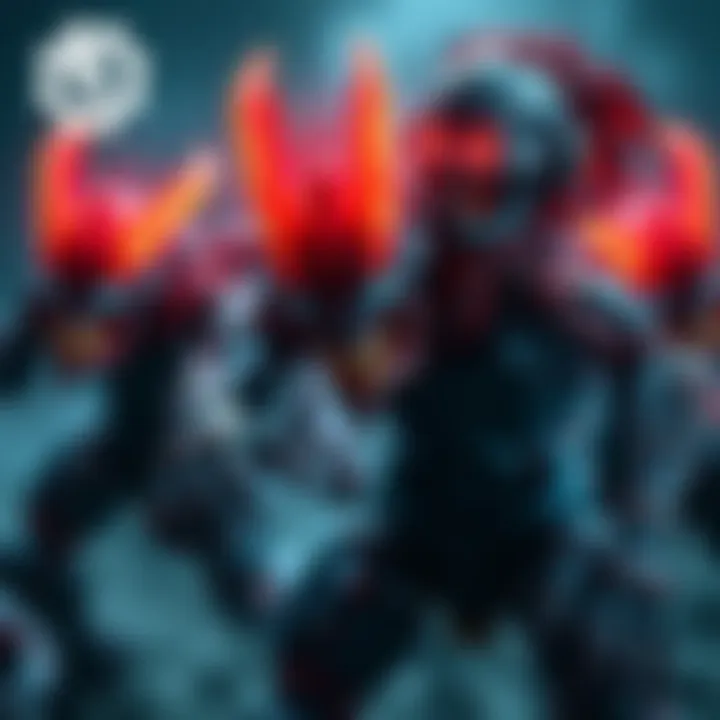 Lambent monsters from Gears of War game, showcasing their glowing features and distinct forms in an action scene.