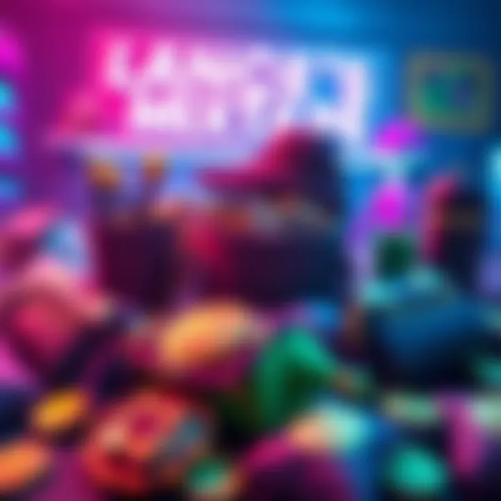 Lance's Mixtape in the Game A colorful display of various game items including a mixtape, coins, and loot bags, showcasing the game's vibrant graphics and player interactions.