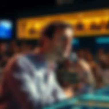 Landon Speaking to Fishtank Viewers Landon passionately addresses the Fishtank audience, with viewers watching intently in the background.