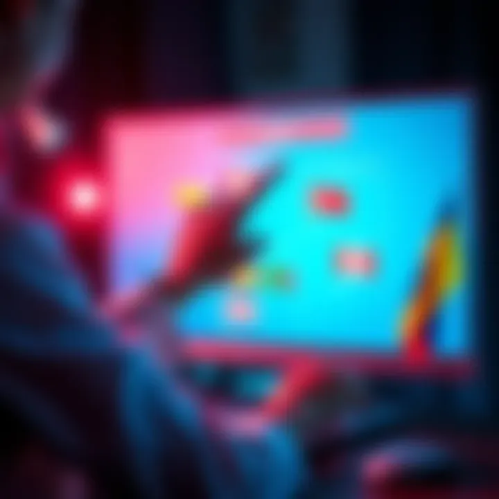 Person changing language settings on a computer screen with flags representing different languages