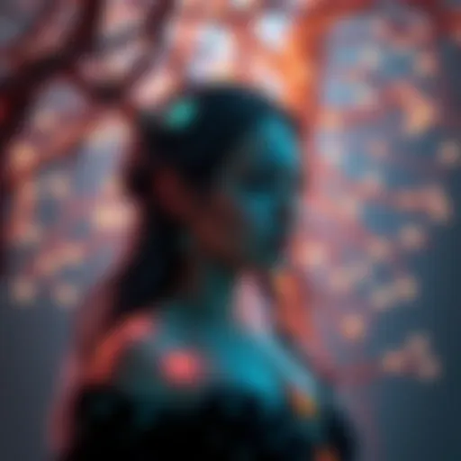 Lansseax illuminated by the enchanting glow of the Erdtree, showcasing her charm and beauty in a magical setting.