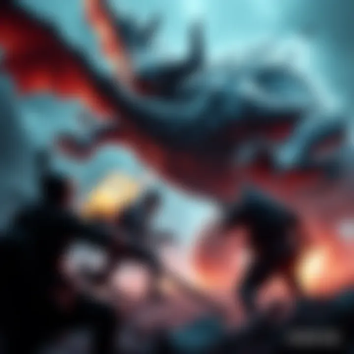 Lao Shan Lung monster engaging with hunters in a dynamic fight scene