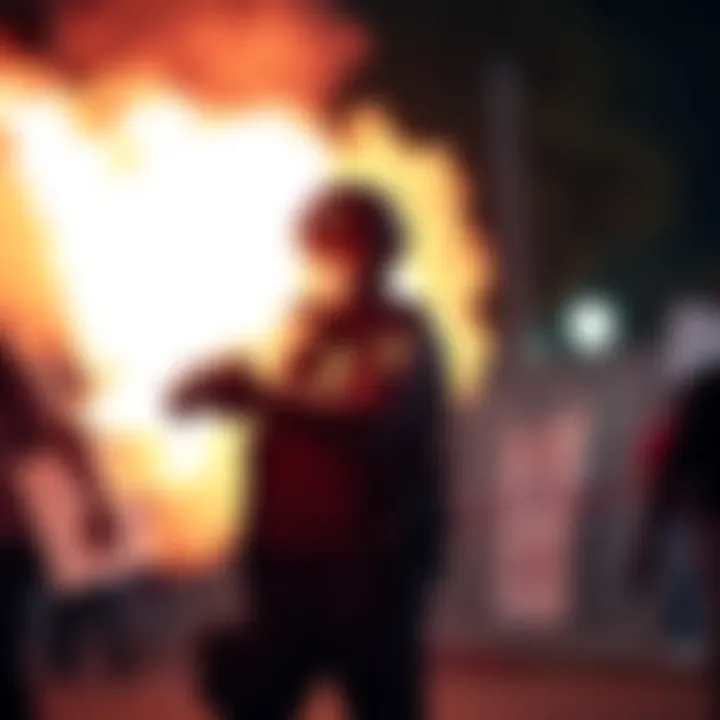 LAPD officer deploying a flashbang during ICE protests in Los Angeles