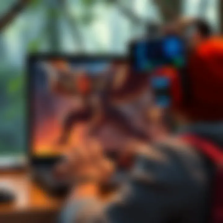 Laptop gaming with DLSS 5 A gamer struggles with input lag while playing Monster Hunter Wilds on a laptop, with action scenes appearing slow-motion and graphics looking impressive.
