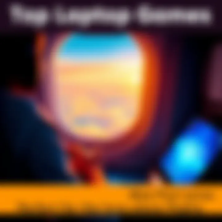 Laptop gaming during flight Person playing a laptop game on an airplane with clouds visible outside the window