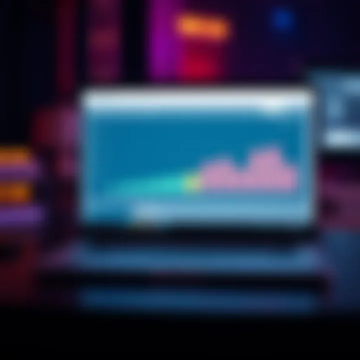 A laptop screen displaying a bar graph of storage space usage, highlighting files consuming a lot of space.