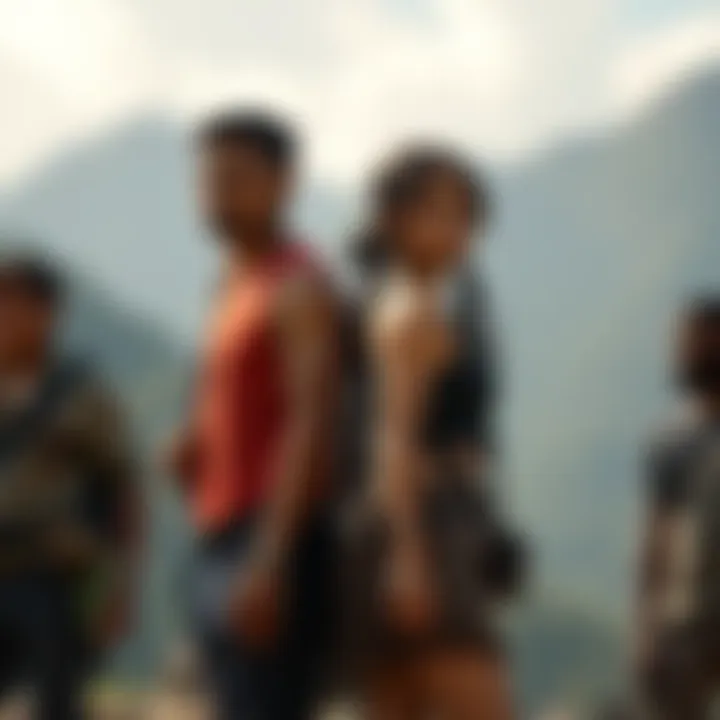 A comparison of Lara's height standing next to a group of Peruvian men, illustrating the difference in stature.