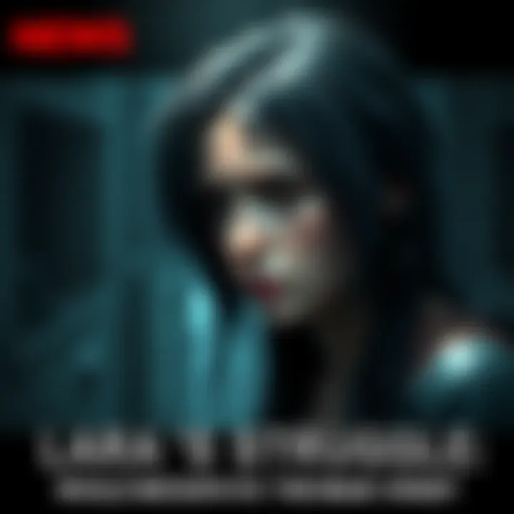 Lara stressed and anxious, looking at a difficult situation, surrounded by uncertainty.