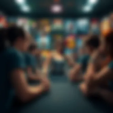 A group of people discussing their favorite Lara Croft game from the 2000s, with game covers in the background.