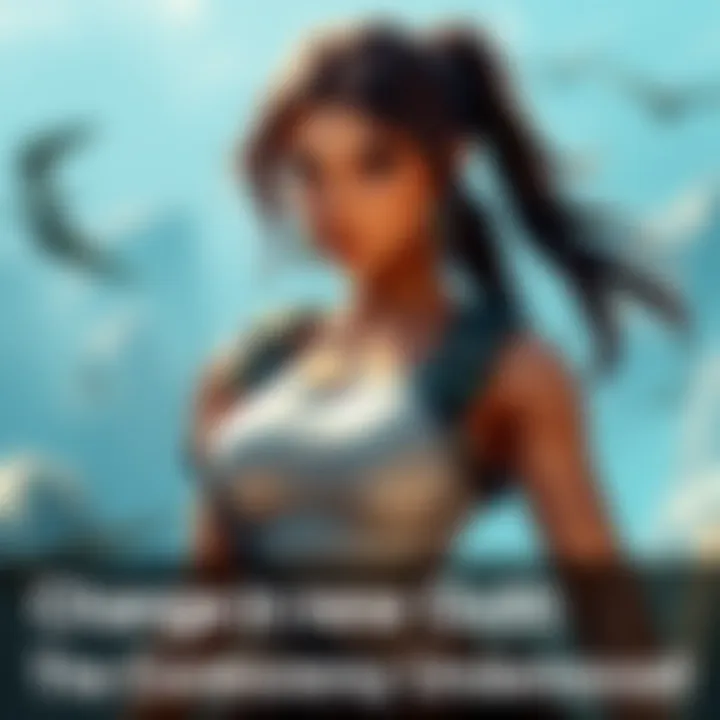 Lara Croft wearing her redesigned outfit without the white undershirt in the 'LoA' trailer, emphasizing her updated aesthetic.