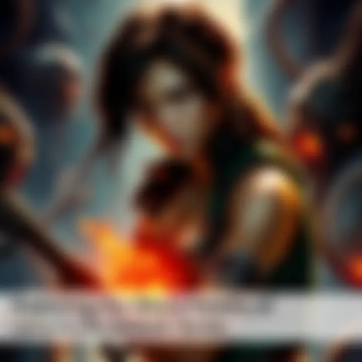 Lara Croft in an intense situation with perilous traps and obstacles around her, showcasing the dangers she encounters in the reboot series