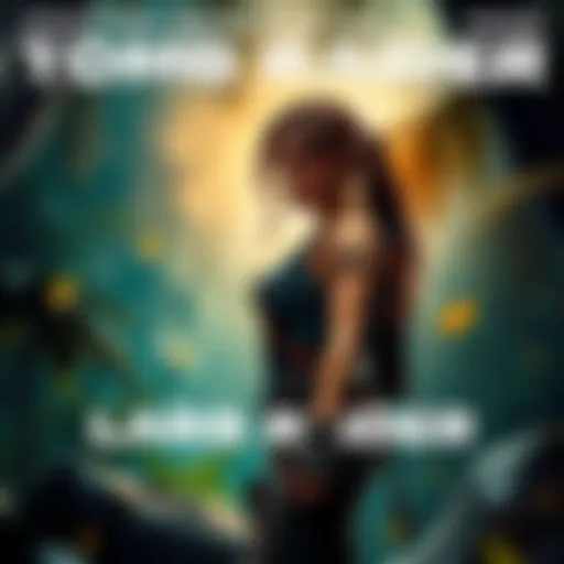 Lara Croft Returns Lara Croft stands ready for action with her gear in a jungle setting