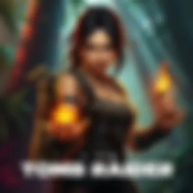 Lara Croft holding Sacred Artifacts in a jungle setting with adventure gear