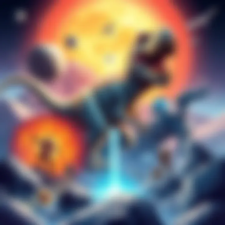 An illustration showing various large-scale discoveries, including a massive dinosaur fossil, a giant meteorite, and innovative technology, symbolizing their impact on society.