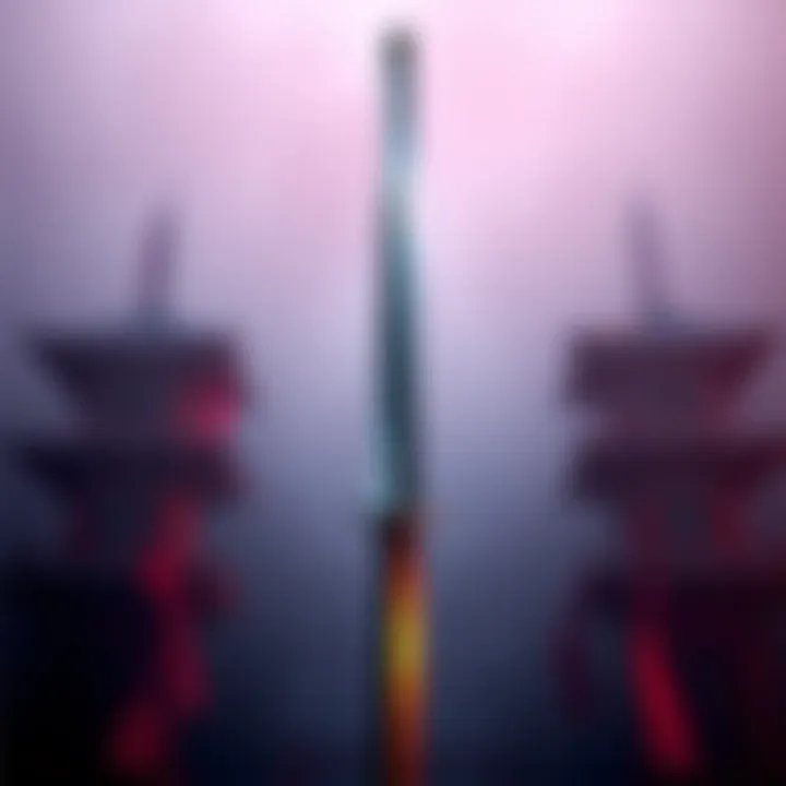 A massive sword resembling a katana, made of iron, showcasing its unusual size and weight