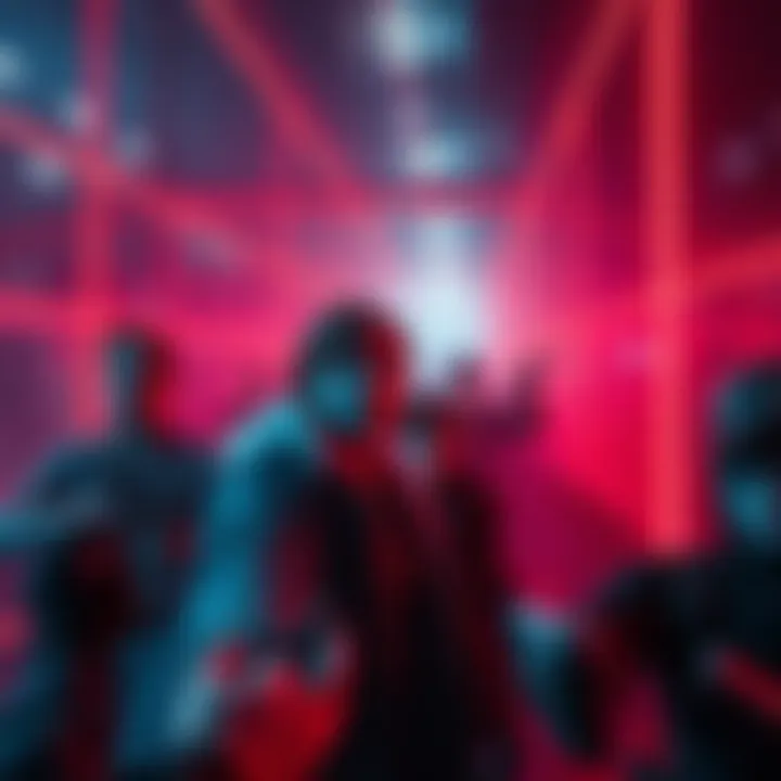 Characters trapped in a deadly laser trap, showcasing tension and chaos in the scene from Resident Evil 2002.