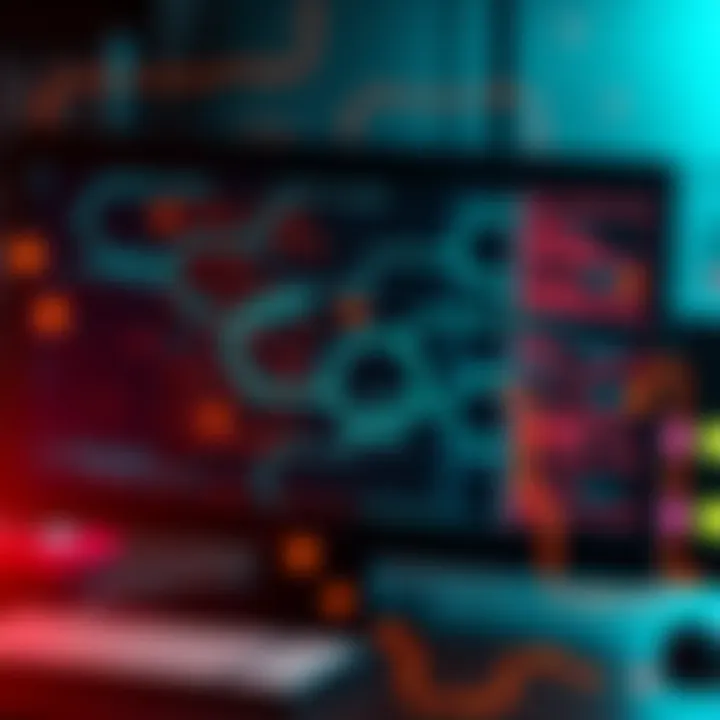 A digital representation of a complex cipher with codes and symbols overlaying a computer screen