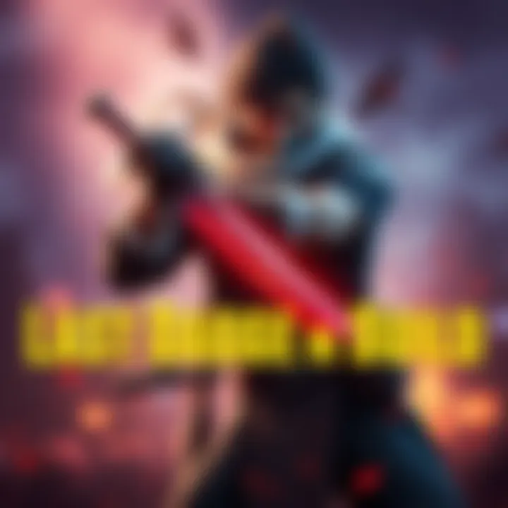 A player holding a dagger in a dynamic pose, showcasing their tactical stance for combat.