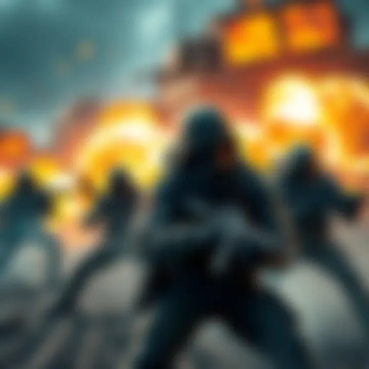 Last Man Battalion and Black Tusk face off in a fierce firefight with explosions and gunfire all around