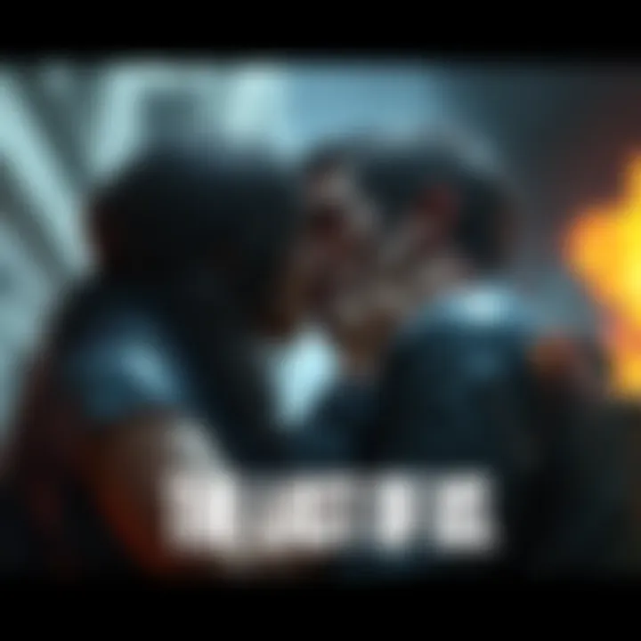 A close-up of two characters sharing a kiss, expressing deep emotions in a post-apocalyptic setting.