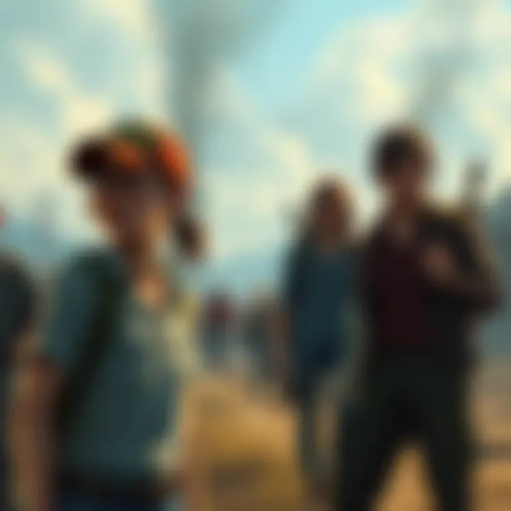 A detailed illustration showing characters from The Last of Us in a post-apocalyptic setting, hinting at possible new storylines and gameplay elements