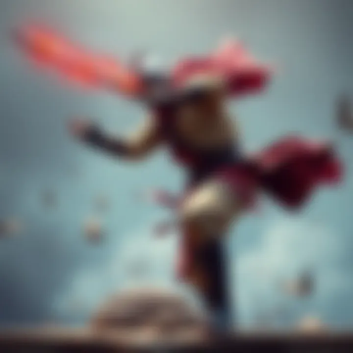 Character performing a sideways attack in melee combat A fighter lunges sideways with a sword, showcasing lateral movement in a combat stance