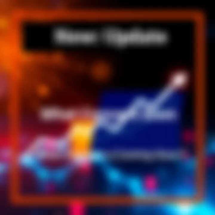A visual representation of new updates with arrows pointing to changes and a graph indicating growth.