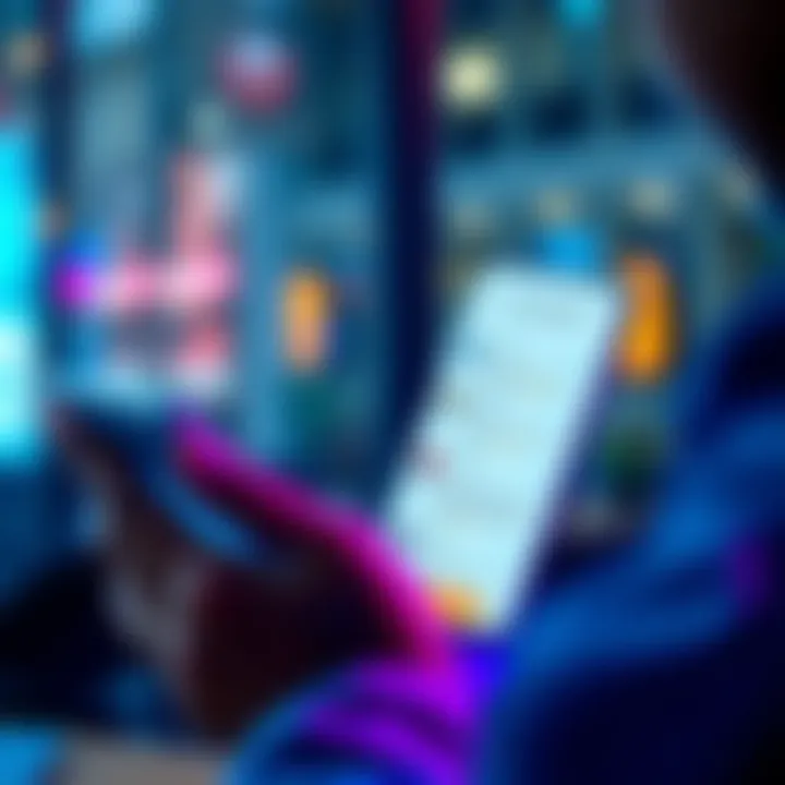 A person reading news updates on a smartphone with various notifications displayed on the screen.