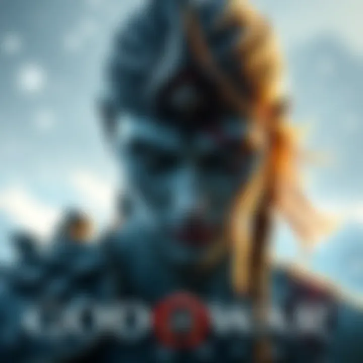 Laufey, the character from Norse mythology, depicted with a fierce gaze and a snowy background, representing her connection to winter and the game’s theme.